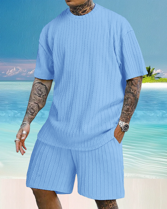 Men's casual gorgeous textured printed shorts set 559
