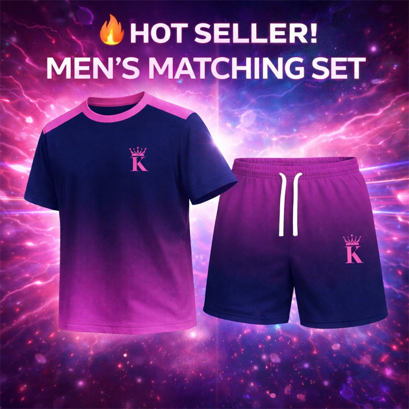 Men’s Gradient 2 Piece Shorts Set, Short Sleeve Crew Neck T Shirt and Drawstring Shorts Matching Outfit, Lightweight Breathable Casual Summer Set for Streetwear, Vacation, Travel, Gym, Outdoor Activities, and Daily Wear