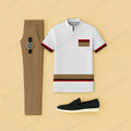 Men's Casual White Geometry Printed Short-Sleeve T-Shirt And Pants Two-Piece Set