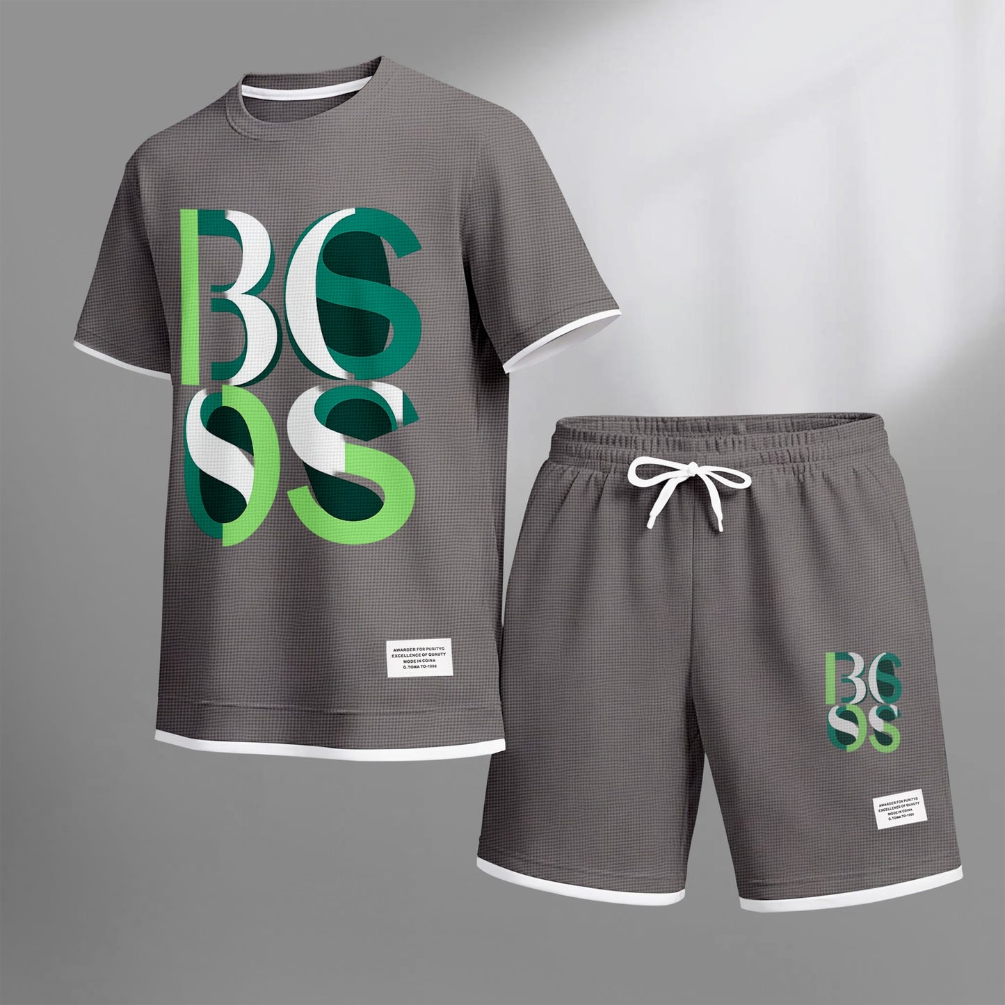 Men's Luxury Waffle-Knit Short-Sleeve Shirt & Shorts Set 10