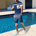 Suitmens Men's Printed Round Neck Short Sleeve Suit 17
