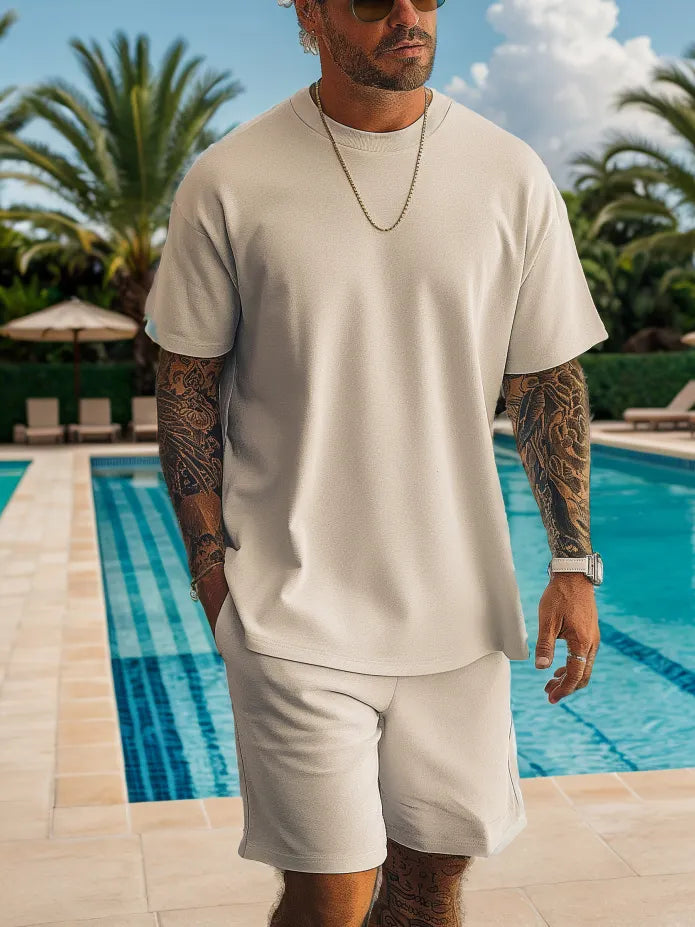 Men's Classic Retro Striped Printed Shorts Set 495