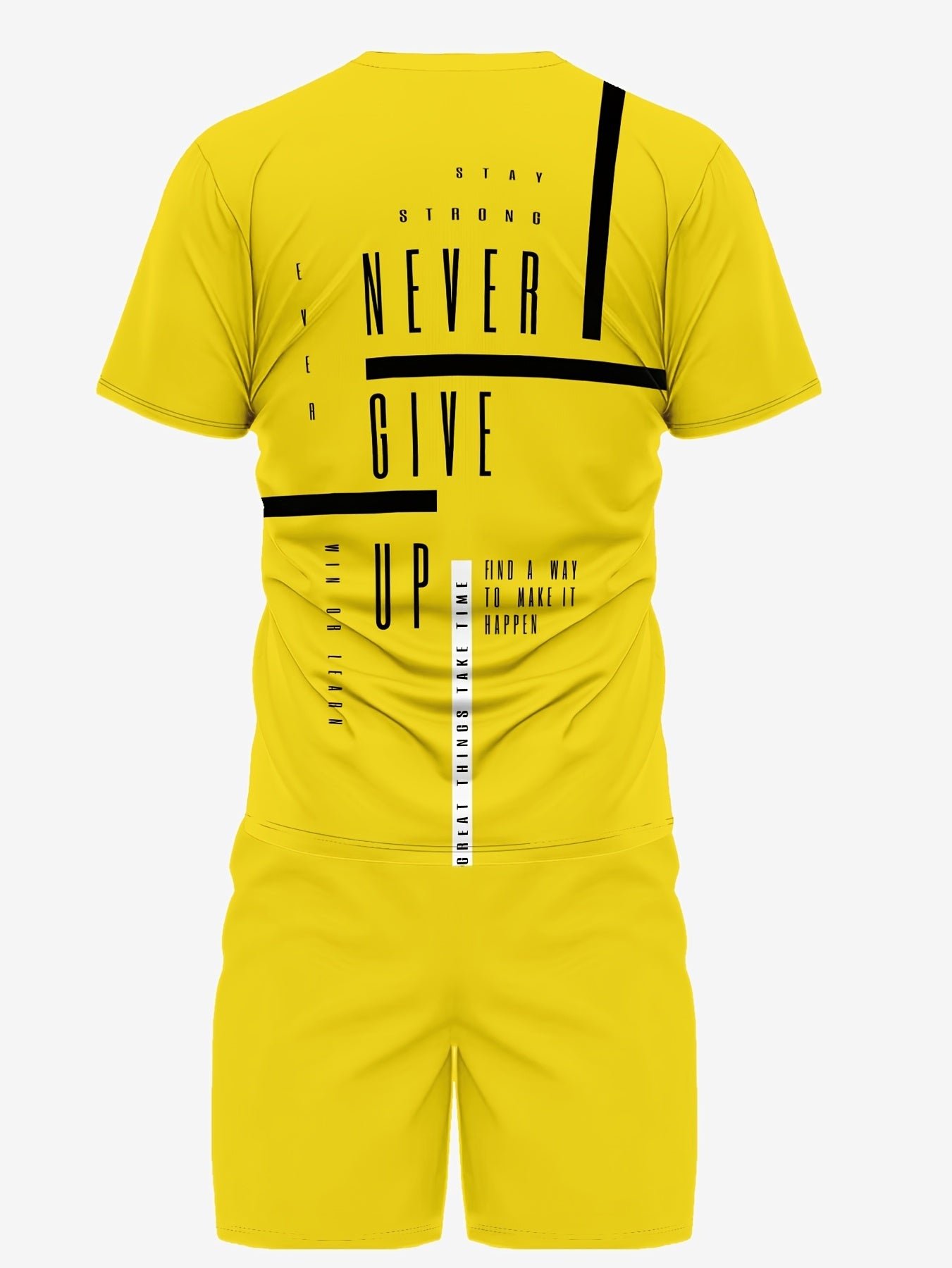 Men's Yellow Summer Round Neck Set 105