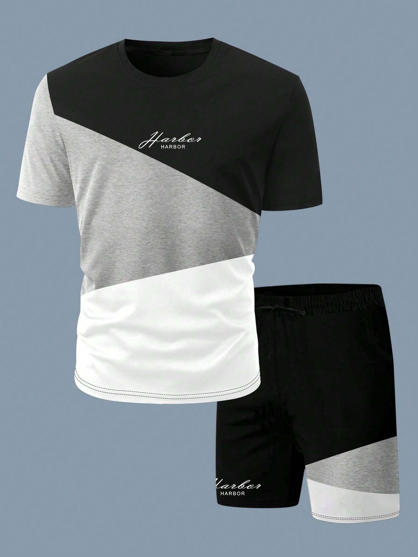 Men's color matching casual shorts Set 401