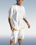 Men's Luxury Textured Print Shorts Set 559