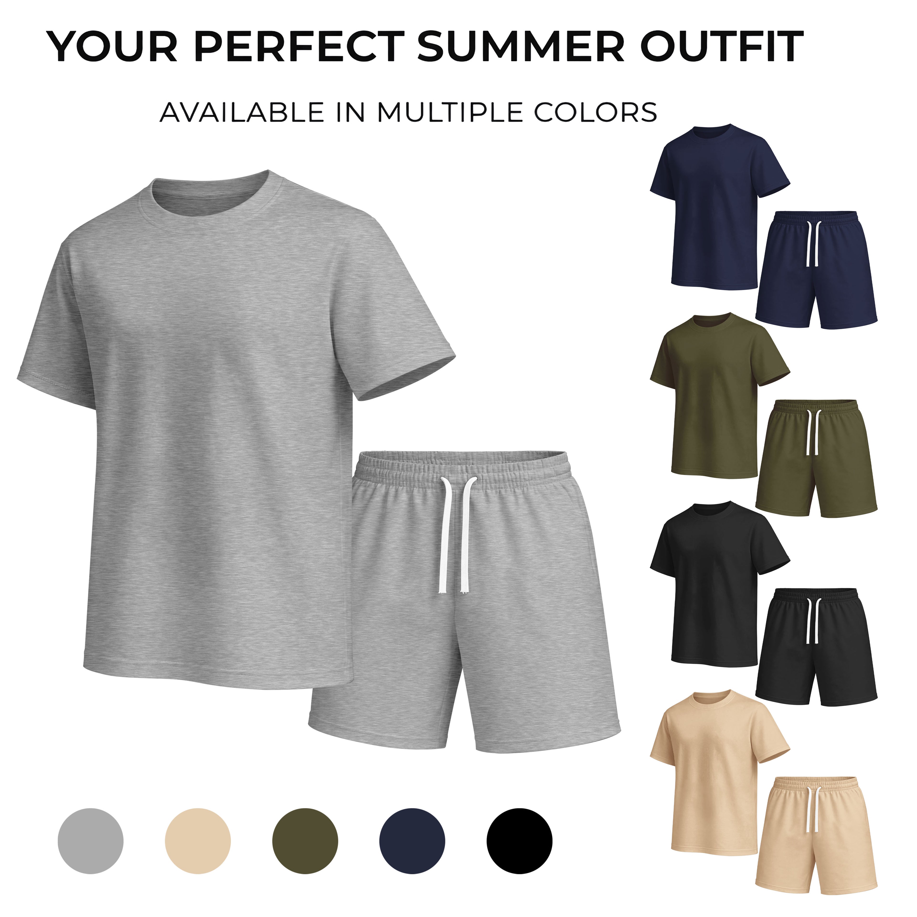 Men's Casual T-Shirt & Shorts Set, Lightweight Relaxed Fit, Comfortable and Stylish Summer Outfit, Perfect for Everyday Wear and Active Lifestyles