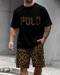 Men's Summer Leopard Print Round Neck Set 493
