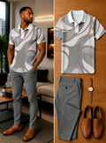 Men's Casual Short Sleeve Polo Shirt And Pants Two-Piece Set