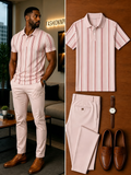 Men's Casual Short Sleeve Polo Shirt And Pants Two-Piece Set
