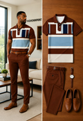 Men's Casual Short Sleeve Polo Shirt And Pants Two-Piece Set
