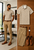 Men's Casual Short Sleeve Polo Shirt And Pants Two-Piece Set