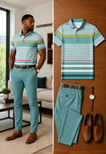 Men's Casual Short Sleeve Polo Shirt And Pants Two-Piece Set