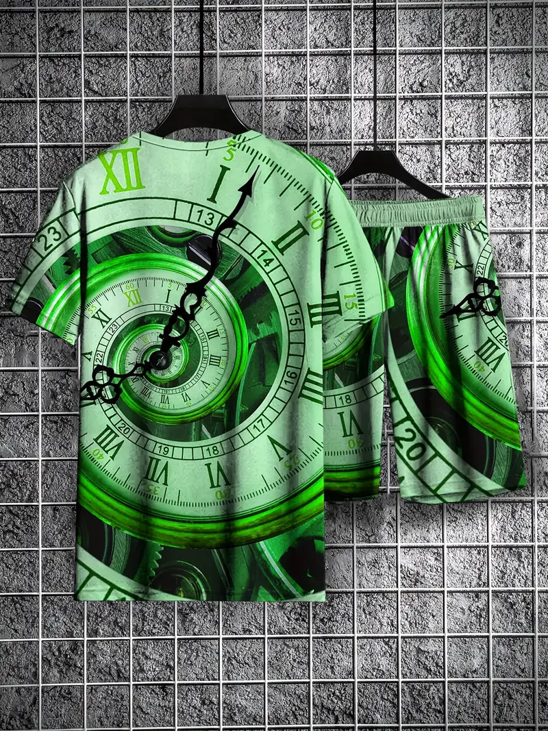 Suitmens Men's casual color block printed shorts Set 55