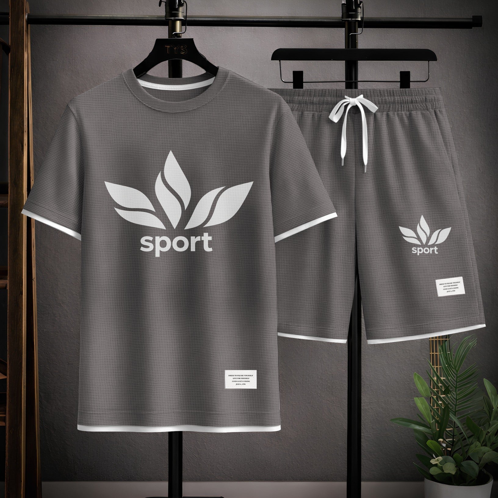 Men's Sport Graphic Print Short Sleeve Shirt and Drawstring Shorts Set, Casual Summer Two-Piece Outfit, Lightweight Breathable Relaxed Fit Athletic Set for Daily Wear, Beach, Vacation, Travel and Loungewear