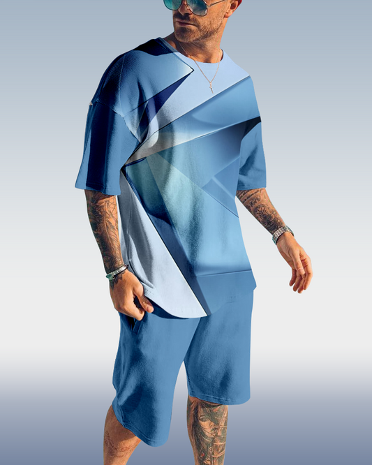 Men's Gradient Print Shorts Set 437