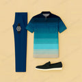 Men's Casual Gradient Colors Printed Short-Sleeve T-Shirt And Pants Two-Piece Set