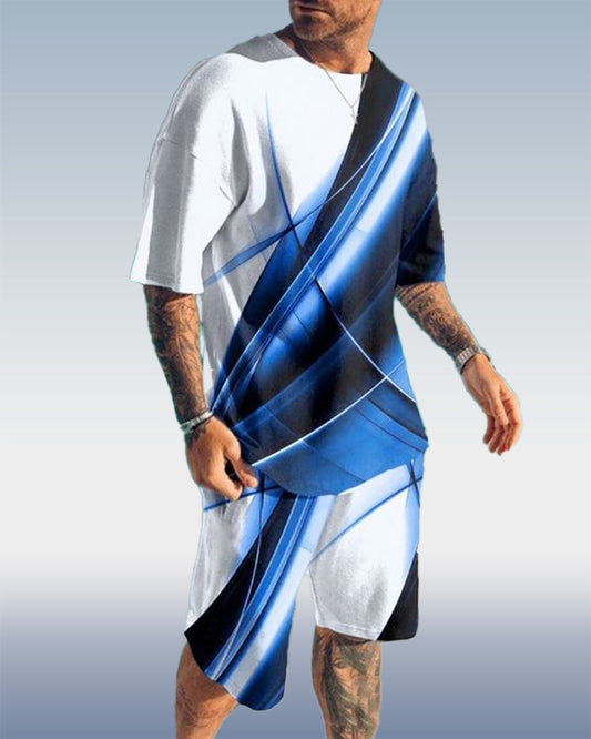 Suitmens Men's Ombre Print Shorts Set 378
