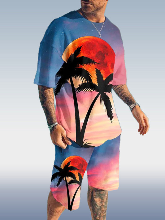 Suitmens Men's Hawaiian Print Shorts Set 354