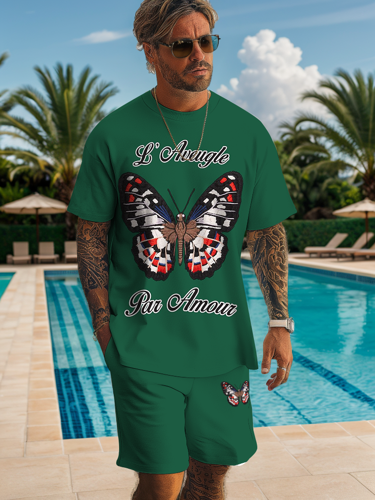 Men's Butterfly Print Shorts Set 482