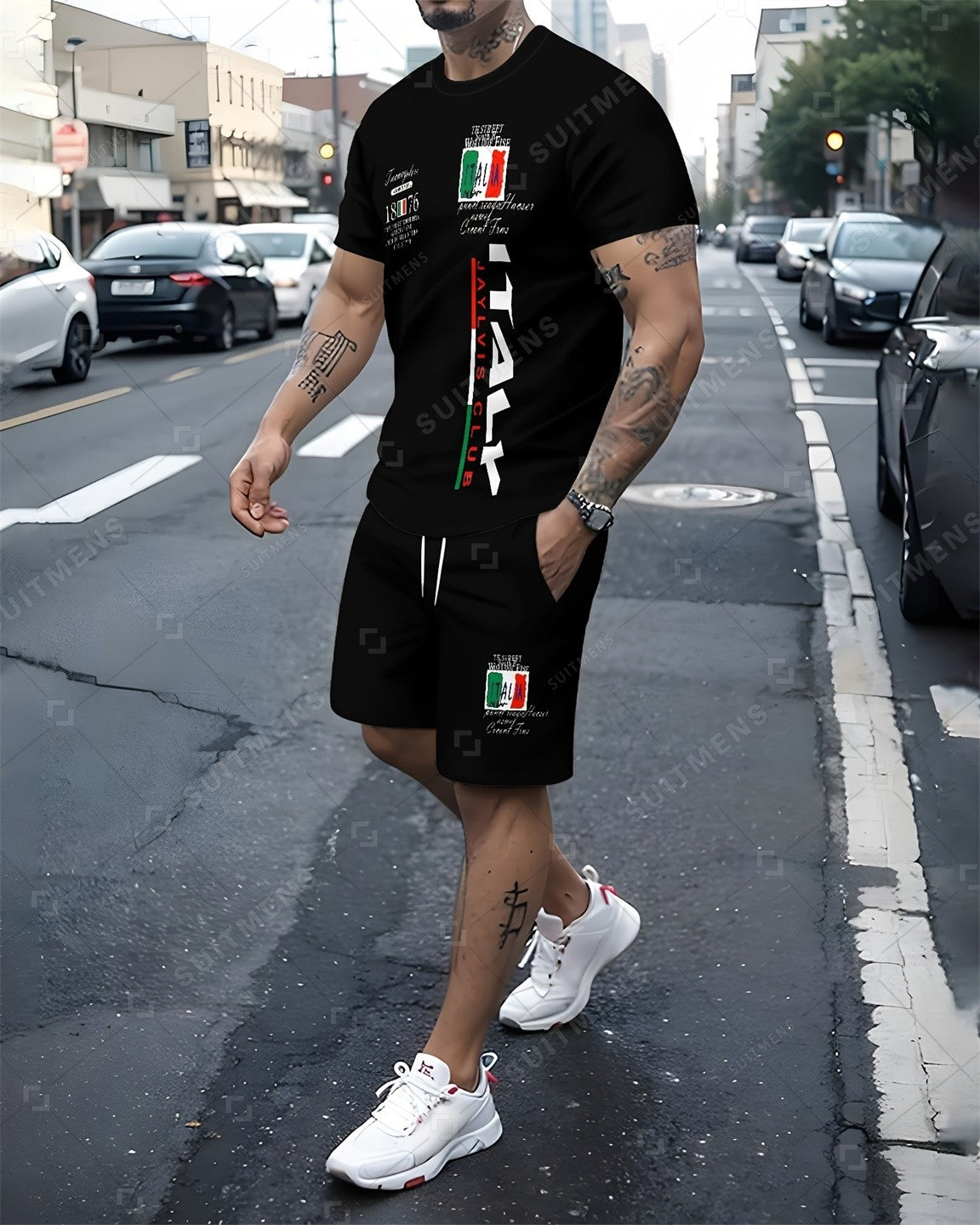 Men's Summer Gorgeous Printed Round Neck Set 984