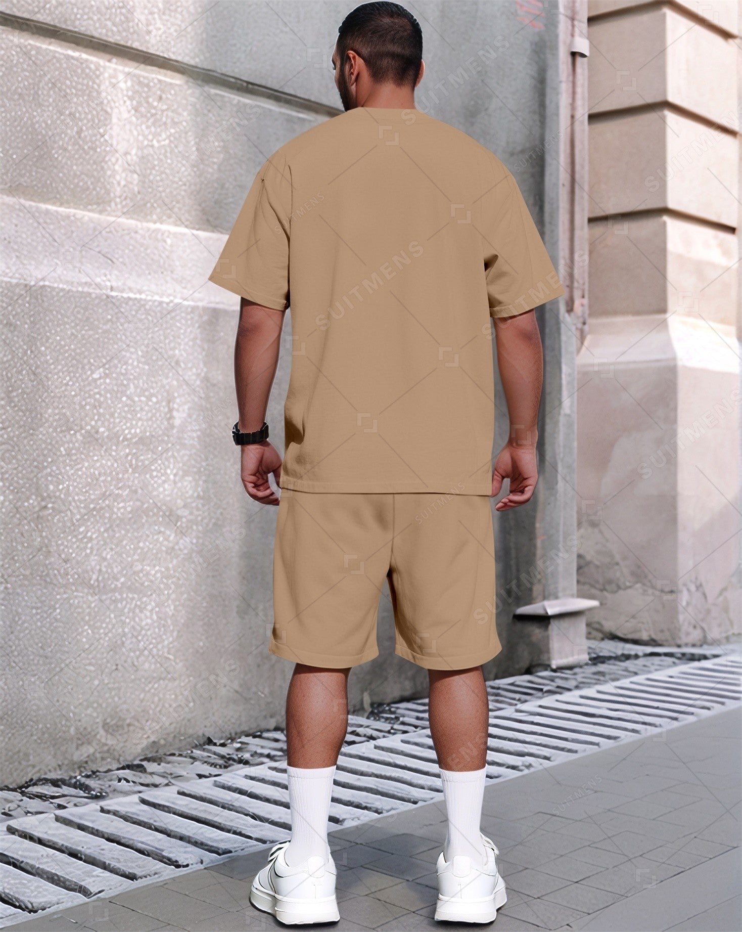 Men's Summer Colorblock Printed Round Neck Set 286