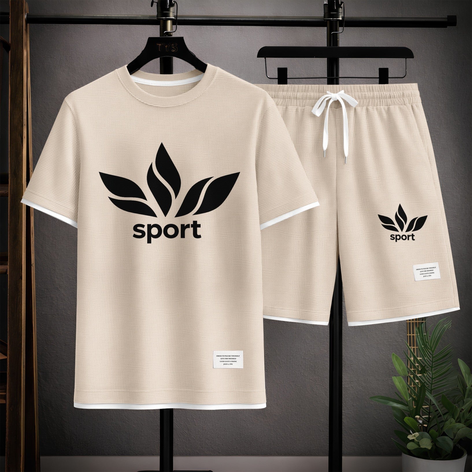 Men's Sport Graphic Print Short Sleeve Shirt and Drawstring Shorts Set, Casual Summer Two-Piece Outfit, Lightweight Breathable Relaxed Fit Athletic Set for Daily Wear, Beach, Vacation, Travel and Loungewear