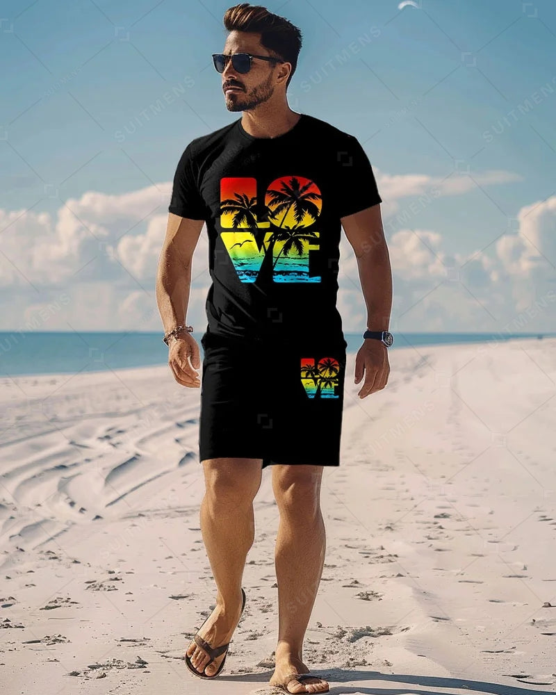 Men's Holiday Casual Shorts Set 454