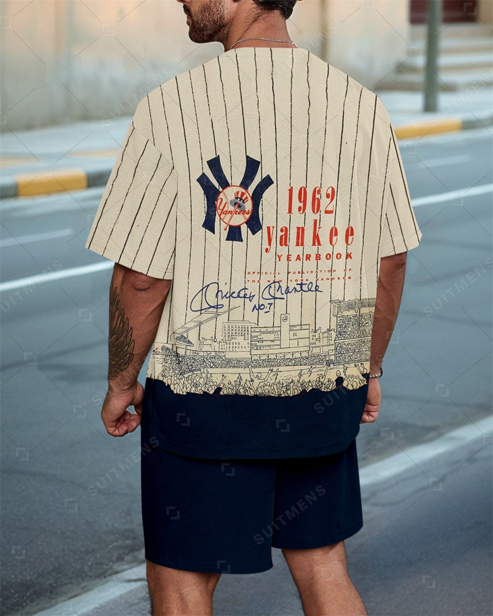 Men's New York Yankees Striped Summer Round Neck Set 116