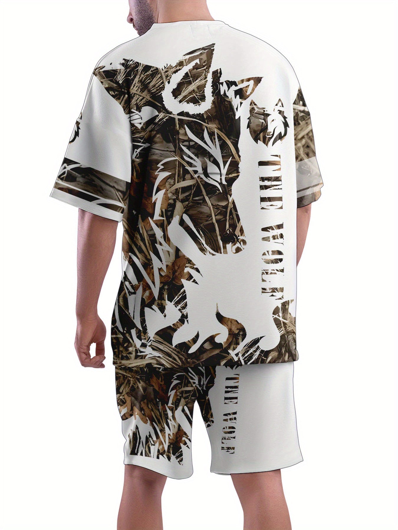 Men's Summer Retro Printed Round Neck Set 938