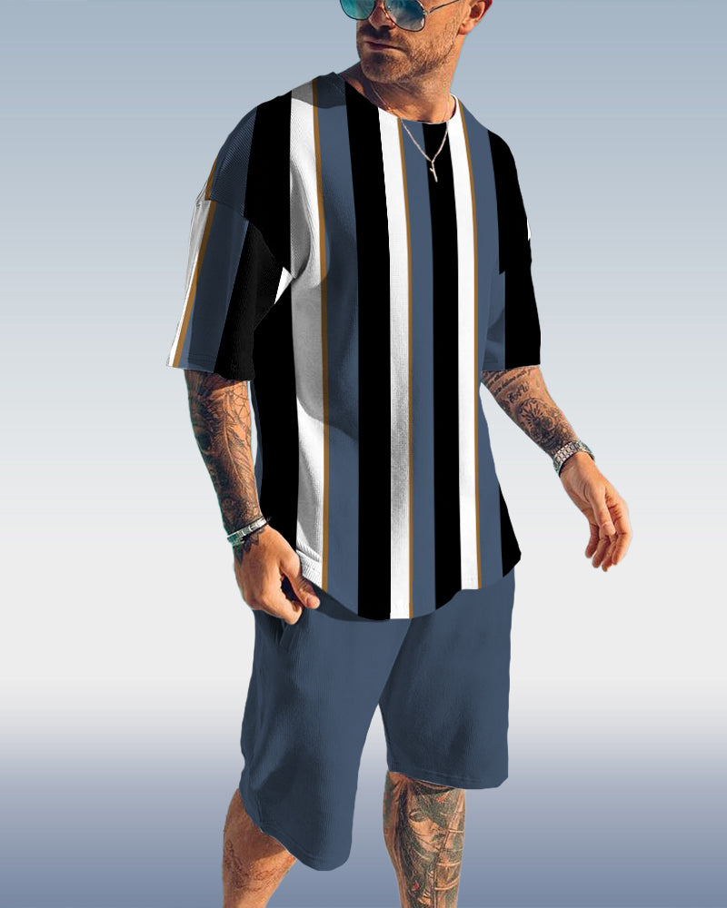 Suitmens Men's Vertical Stripe Print Set 059