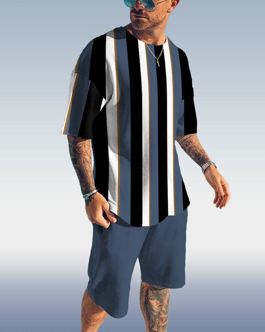 Suitmens Men's Vertical Stripe Print Set 059