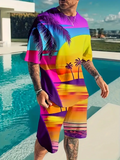 Suitmens Men's Casual Resort Printed Shorts Set 563