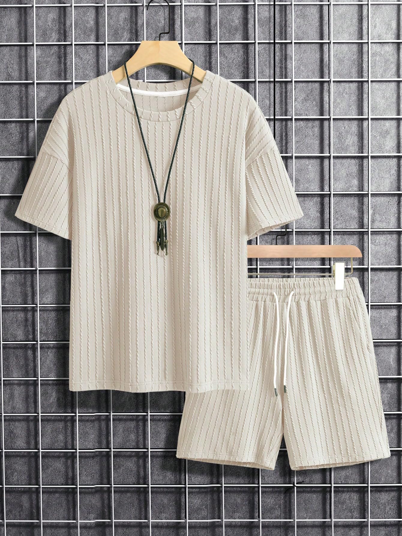 Men's casual gorgeous textured printed shorts set 559