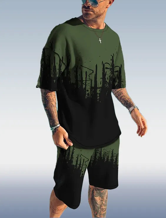 Suitmens Men's Gradient Print Shorts Set 6 Colors 127