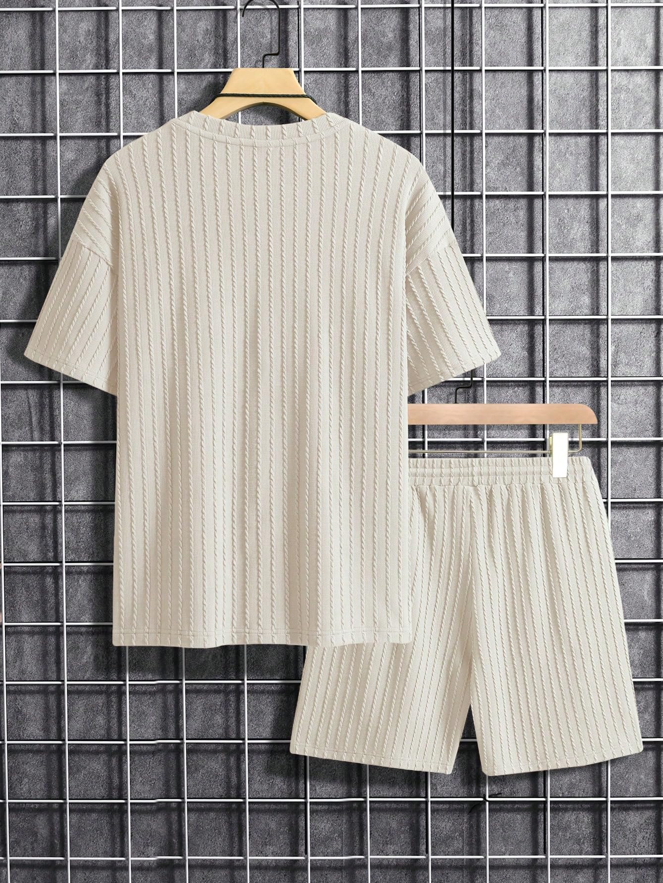 Men's casual gorgeous textured printed shorts set 559