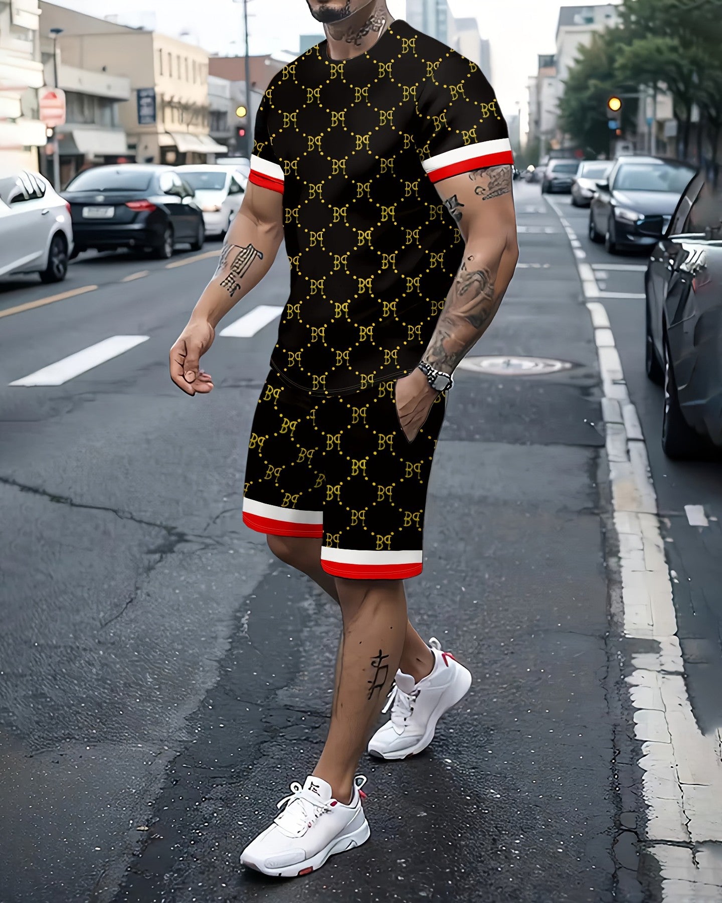 Men's Summer Vacation Round Neck Set 212