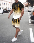 Suitmens Men's Yellow Tie Dye Shorts Suit