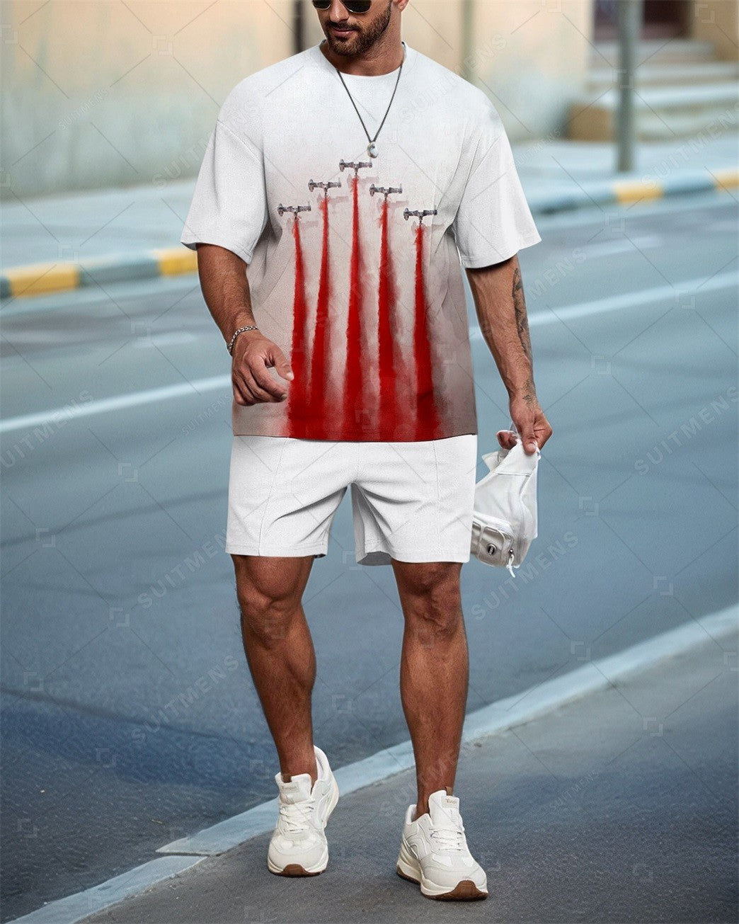 Men's Colorblock Casual Summer Round Neck Set 0117