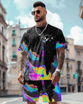Men's Art Graffiti Casual Shorts Set 456