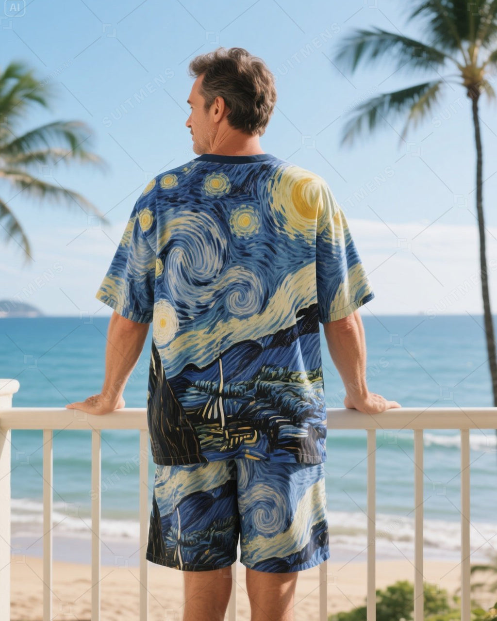 Men's Summer Vacation Round Neck Set 026