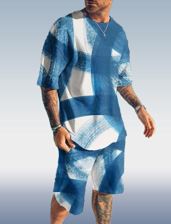 Suitmens Men's Trendy Blue Shorts Suit