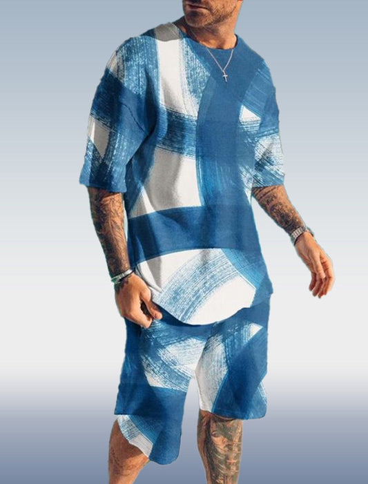 Suitmens Men's Trendy Blue Shorts Suit