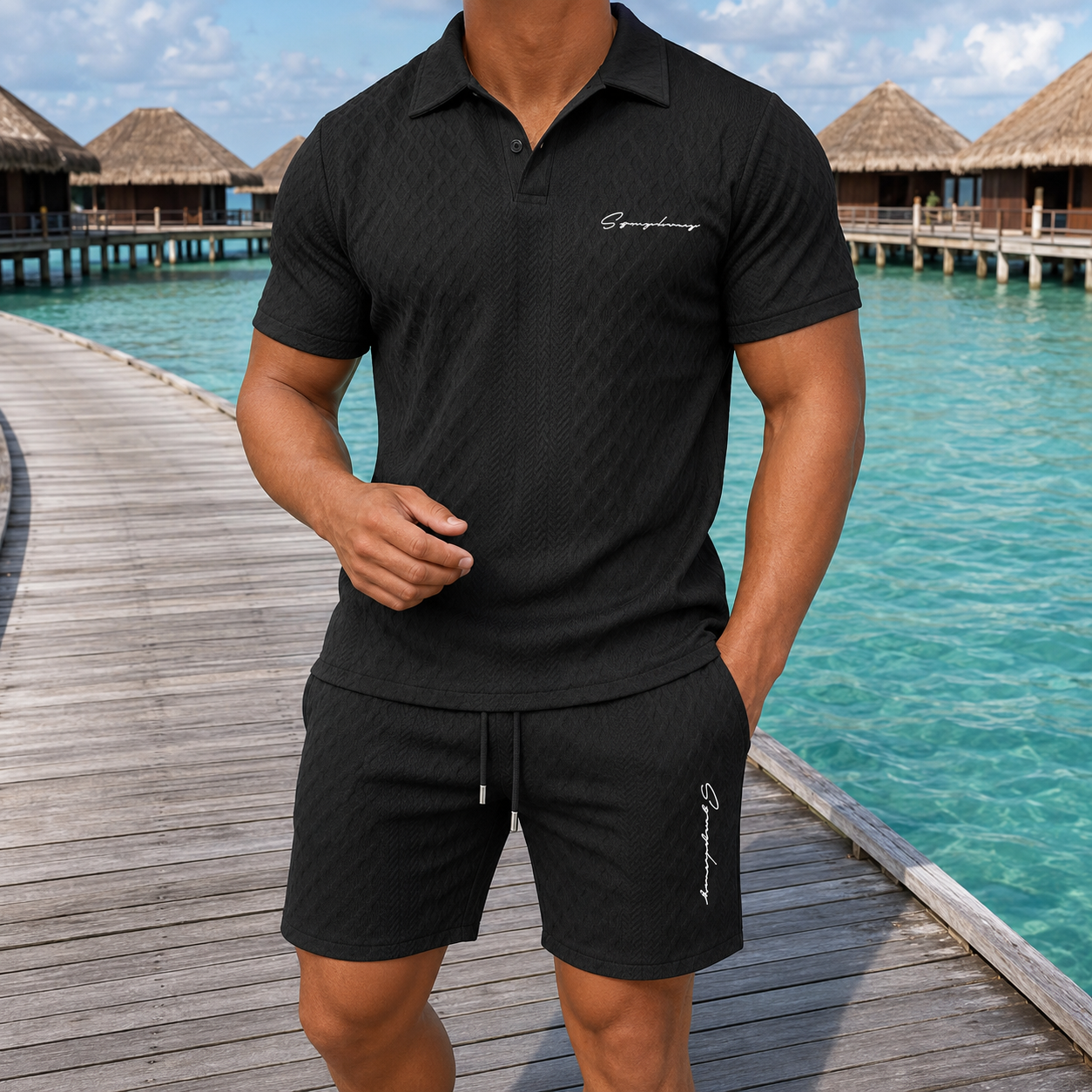 ⏰ Letzter Tag: 50% Rabatt! 🔥-Herren Sommer-Set mit Strukturmuster