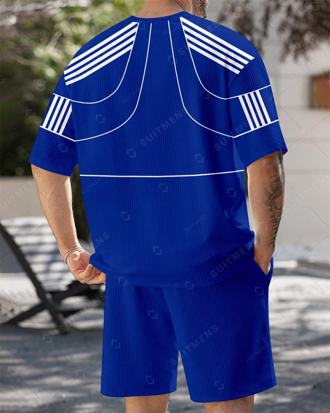 Men's Simple Color Matching Summer Round Neck Set 183