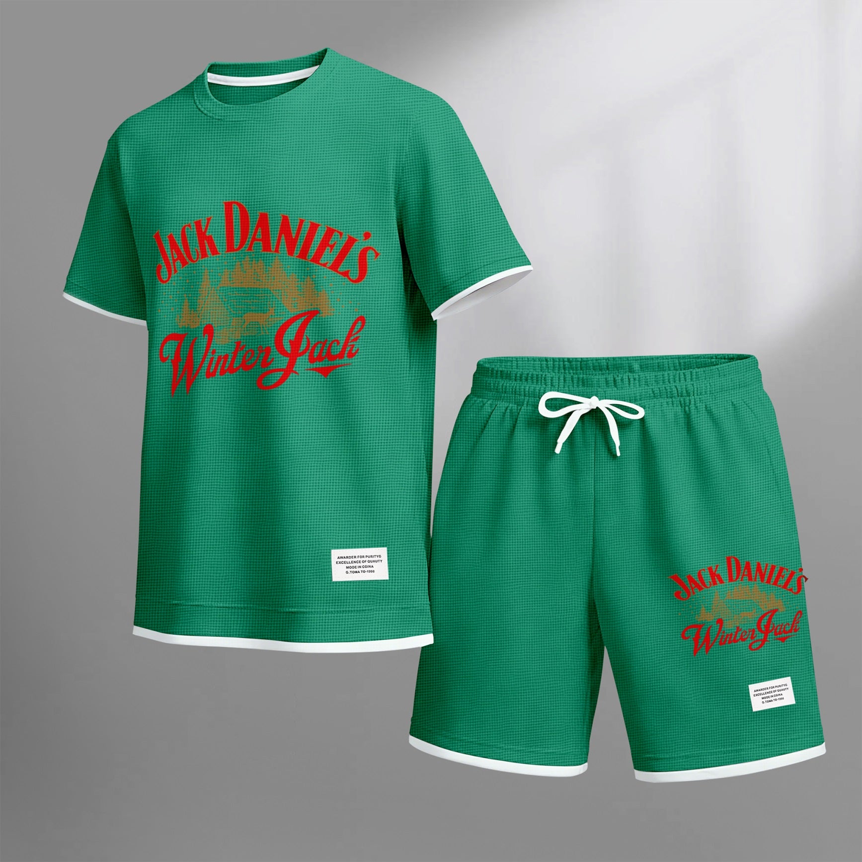 Men's Beer And Beverage Printed Drawstring Shorts Set, Suitable For Spring And Summer Wear, Casual Summer Set, Including Short-Sleeved Shirt And Shorts, Suitable For Everyday Wear And Sports 08
