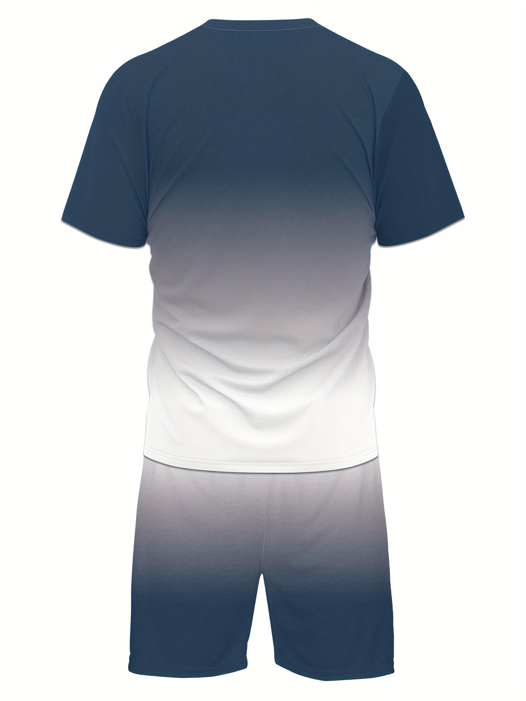Men's Summer Gradient Print Round Neck Set 933