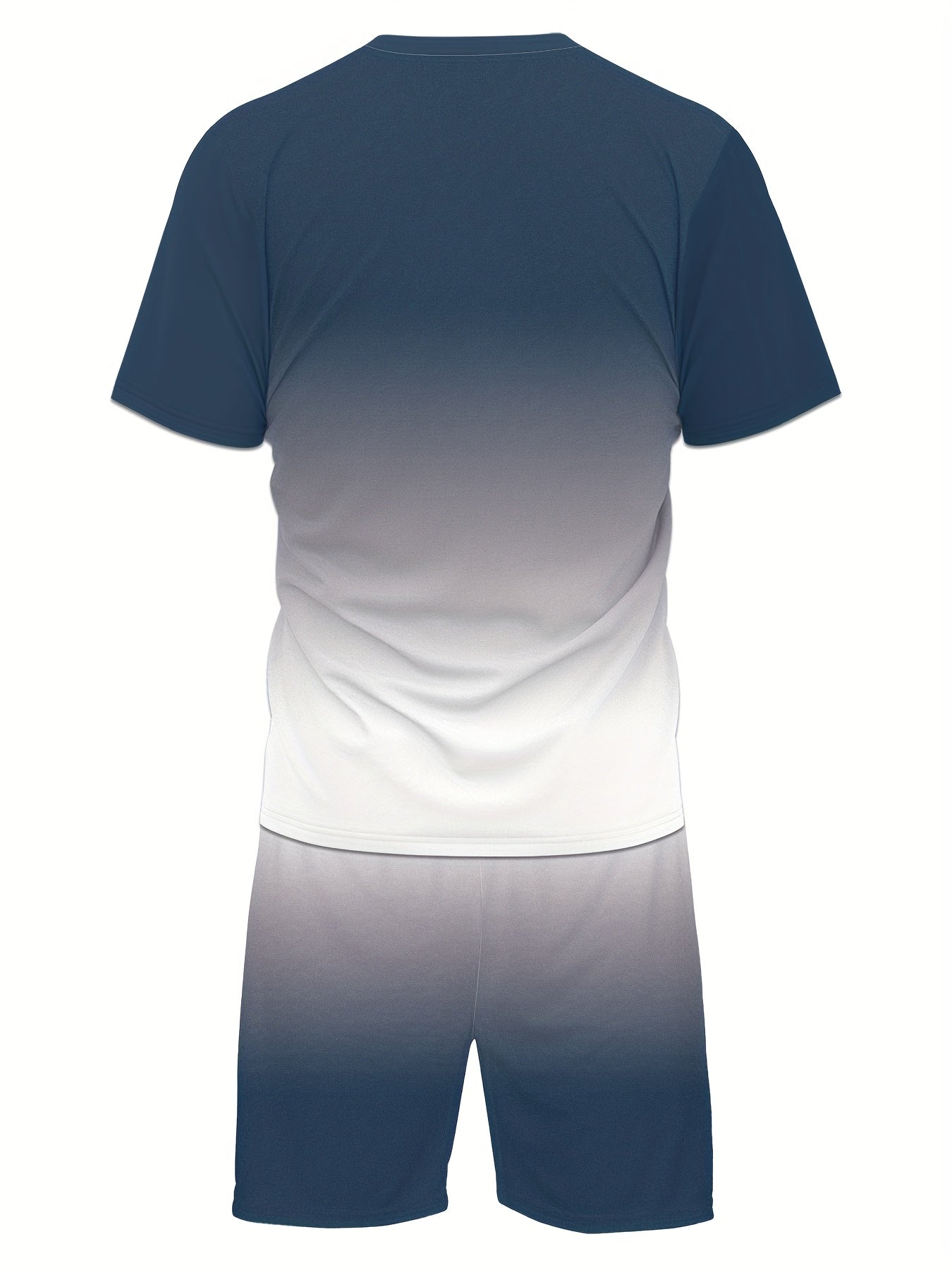 Men's Summer Gradient Print Round Neck Set 933