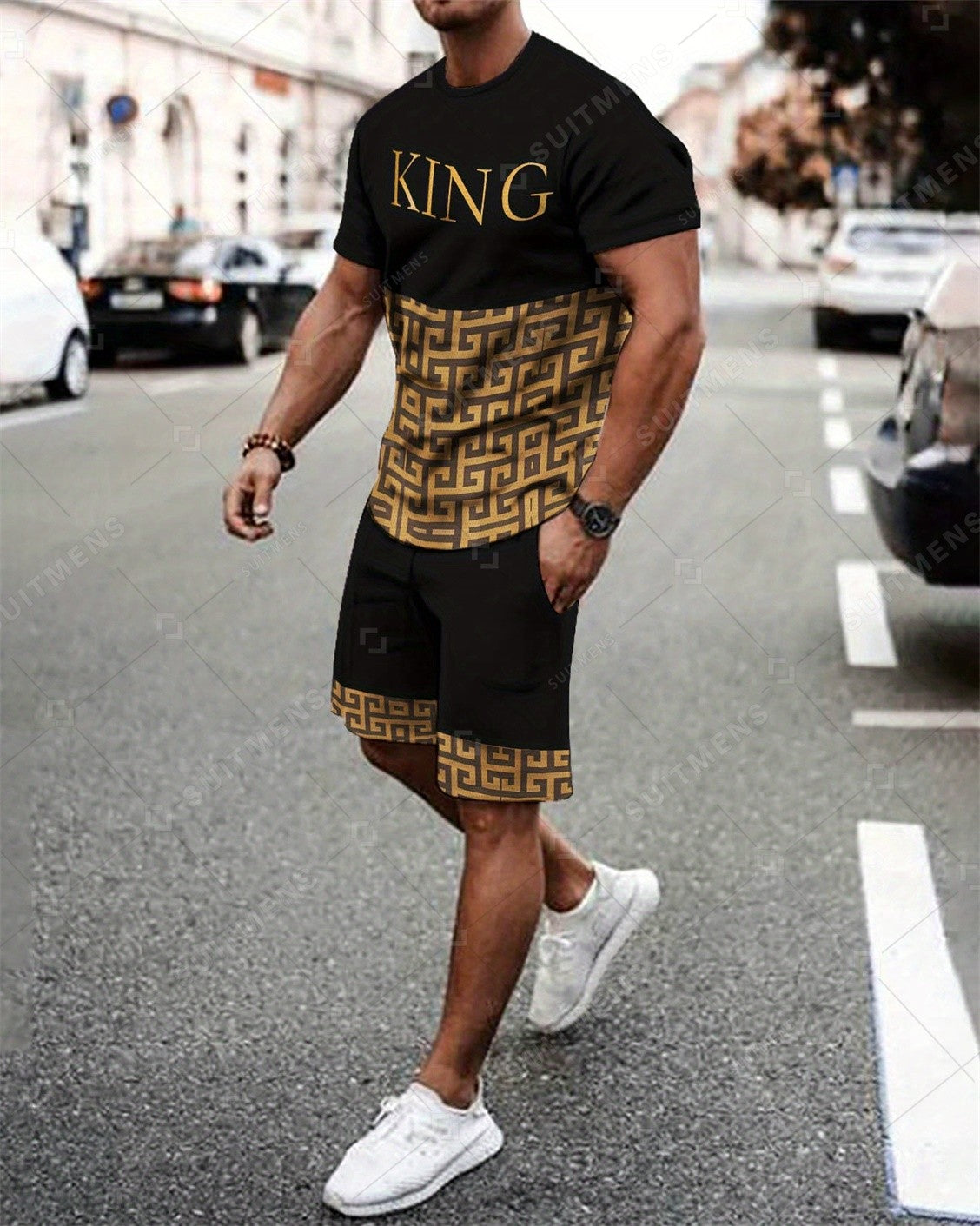 Men's Summer Gorgeous Printed Round Neck Set 986