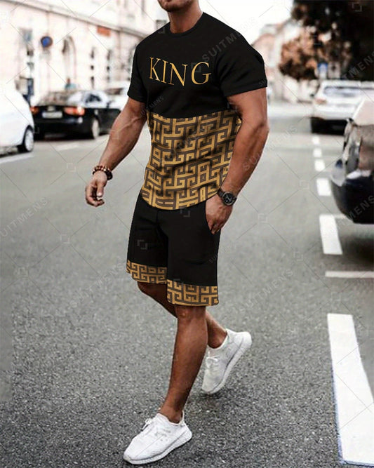 Men's Summer Gorgeous Printed Round Neck Set 986