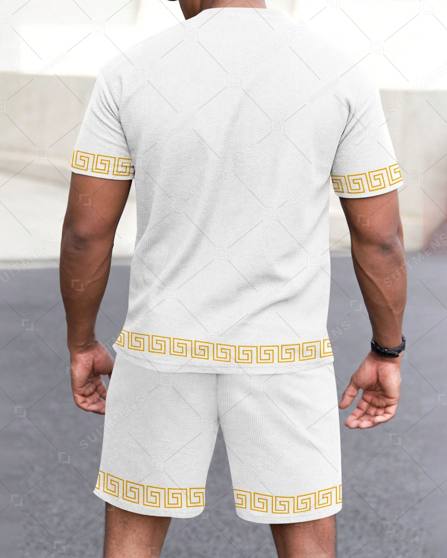 Men's Summer Colorblock Printed Round Neck Set 285